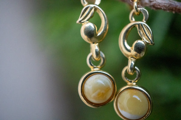 Boucles d'oreilles avec ambres blanc