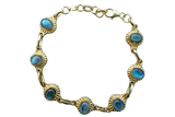 Gold-plated 925 silver bracelet with 7 white labradorites