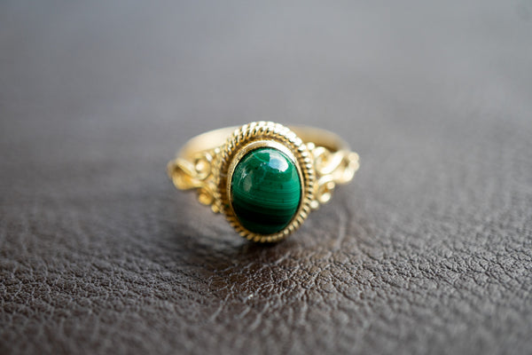 Ring mit Malachit (Vermeil)