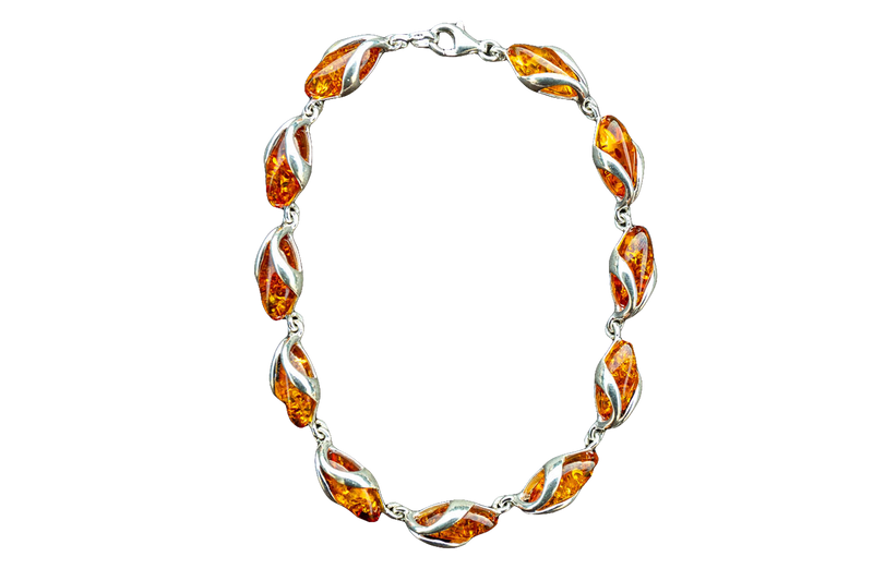 Bracelet in Baltic Cognac Amber and 925 Silver