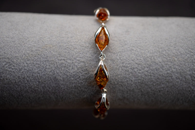 Bracelet in Baltic Cognac Amber and 925 Silver