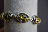 Bracelet in Baltic Green Amber and 925 Silver