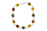 Bracelet in Multicolored Baltic Amber and 925 Silver