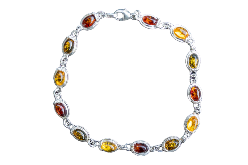 Bracelet with multi-colored amber