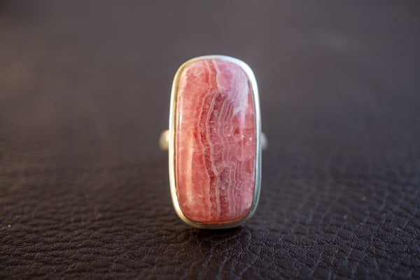 925er Silberring mit Rhodochrosit