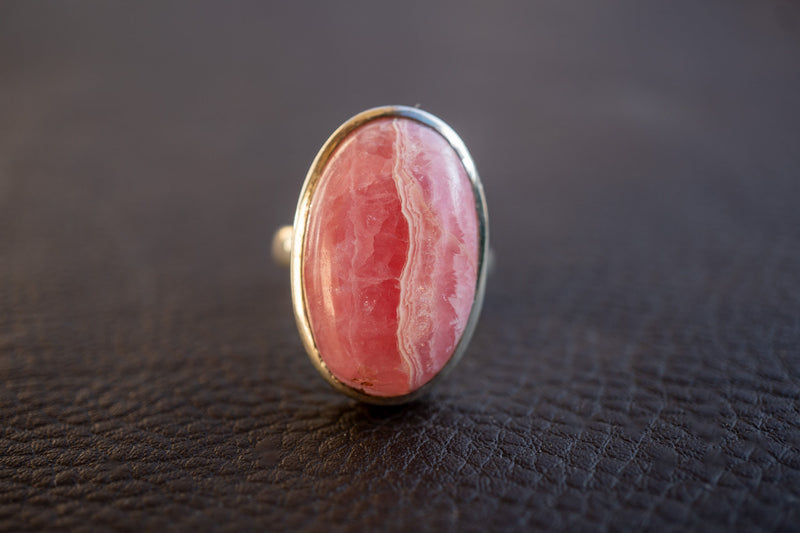 925er Silberring mit Rhodochrosit