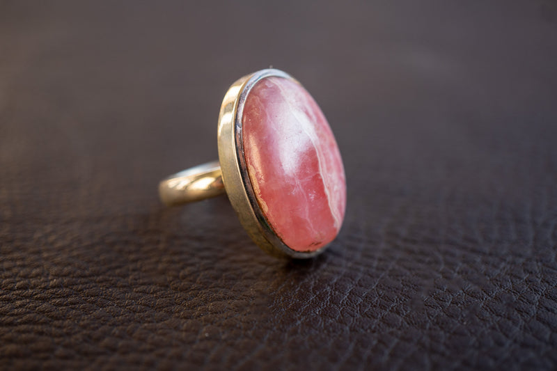 925er Silberring mit Rhodochrosit