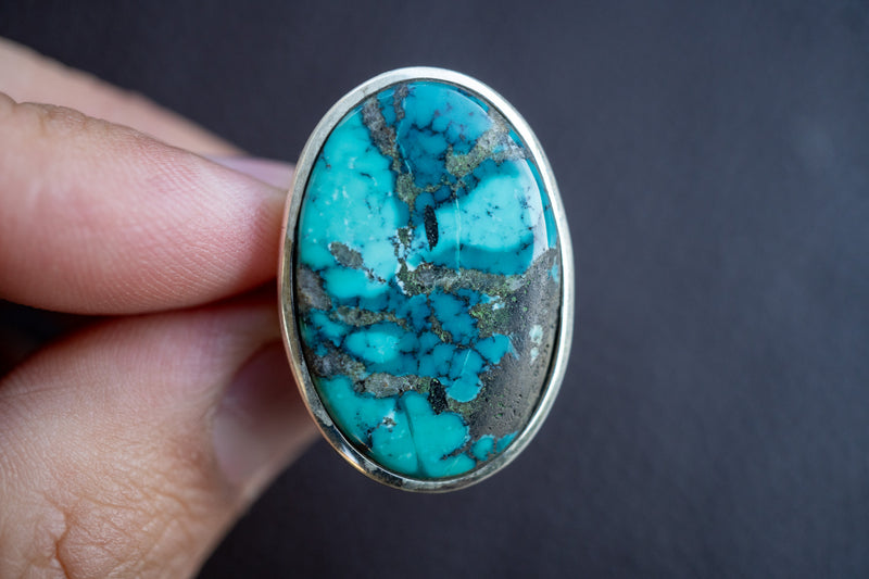 Ring with turquoise in 925 silver