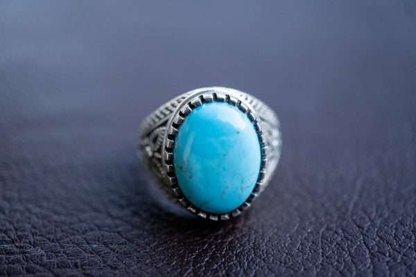 925 Silver Ring with Reconstituted Turquoise