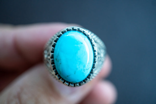 925 Silver Ring with Reconstituted Turquoise