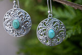 925 Silver Hoop Earrings with Reconstituted Turquoise