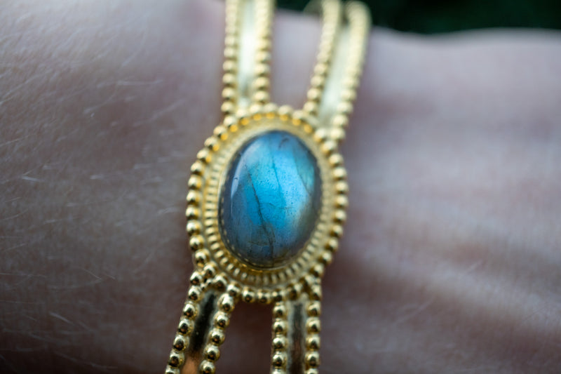 Bracelet en argent 925 vermeil avec labradorite grise