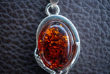 Pendentif en Argent 925 avec Ambre Cognac de la Mer Baltique