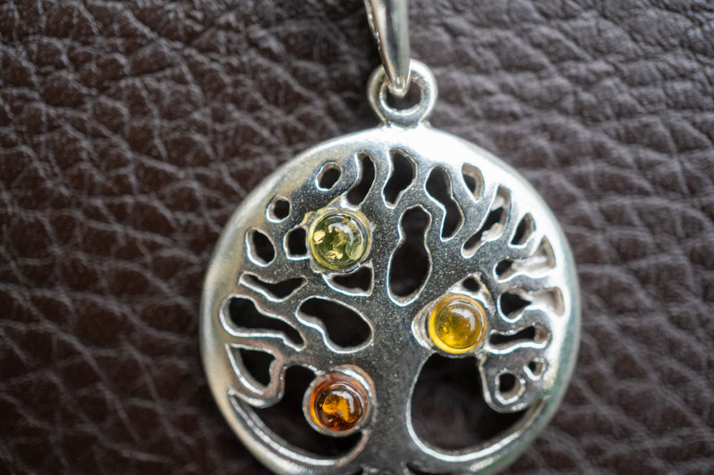 Multicolored Amber Tree of Life Pendant (Small)