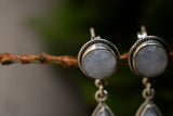 Boucles d'oreilles avec labradorites blanches (pierre de lune arc-en-ciel)