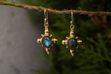 Boucles d'oreilles style indien labradorite or vermeil