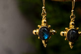 Boucles d'oreilles style indien labradorite or vermeil