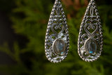 Boucles d'oreilles avec labradorites grises en argent 925