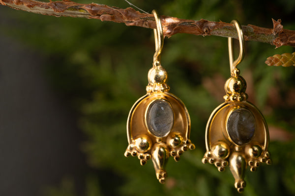 Boucles d'oreilles style indien labradorite