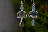 Boucles d'oreilles avec labradorites grises en argent 925