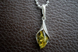 925 Silver Pendant with Green Baltic Amber