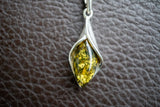 925 Silver Pendant with Green Baltic Amber