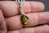 925 Silver Pendant with Green Baltic Amber