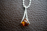 Pendentif en Argent 925 avec Ambre Cognac de la Mer Baltique