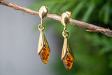 Earrings with white amber (Vermeil)