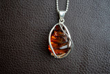 Cognac Amber Honeycomb Pendant – Natural Elegance