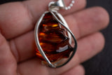 Cognac Amber Honeycomb Pendant – Natural Elegance