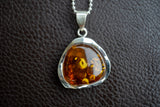 925 Silver Pendant with Natural Baltic Sea Amber – Timeless Elegance