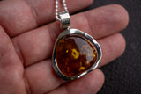 925 Silver Pendant with Natural Baltic Sea Amber – Timeless Elegance