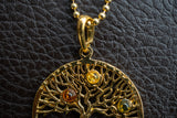 Tree of Life Pendant in 925 Silver Vermeil and Multicolored Amber