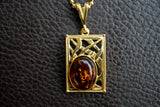 925 silver vermeil pendant with cognac amber – Natural elegance