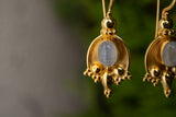 Boucles d'oreilles style indien labradorite blanche (pierre de lune arc-en-ciel)