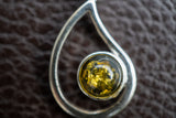 925 Silver Pendant with Green Baltic Amber