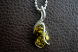 925 Silver Pendant with Green Baltic Amber