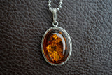 925 Silver Pendant with Cognac Amber