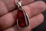 925 Silver Pendant with Baltic Sea Cognac Amber