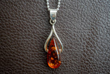 925 Silver Pendant with Baltic Sea Cognac Amber