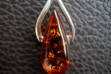 925 Silver Pendant with Baltic Sea Cognac Amber