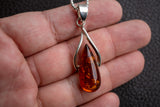 925 Silver Pendant with Baltic Sea Cognac Amber