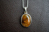 925 Silver Pendant with Baltic Sea Cognac Amber