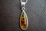 925 Silver Pendant with Baltic Sea Cognac Amber