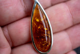 925 Silver Pendant with Baltic Sea Cognac Amber