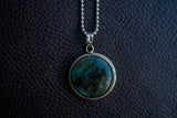 Labradorite pendant with 925 silver round