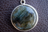 Labradorite pendant with 925 silver round