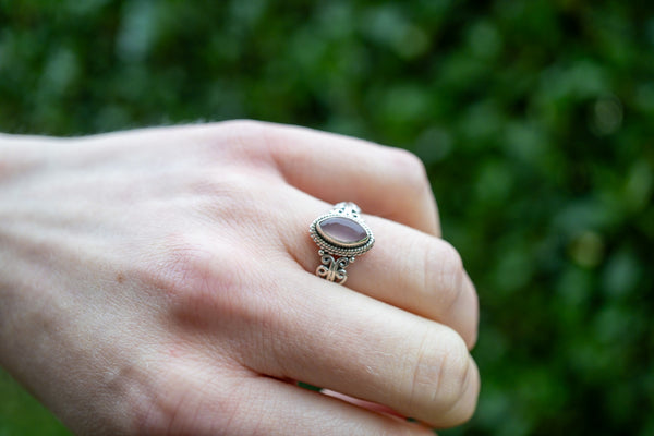 Bague avec quartz rose indien