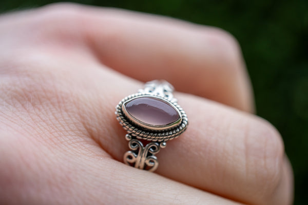 Bague avec quartz rose indien